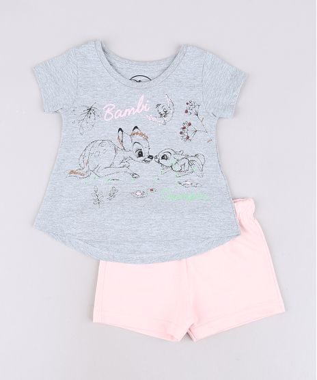 Conjunto-Infantil-Bambi-de-Blusa-Manga-Curta-Cinza-Mescla---Short-em-Moletom-Rosa-Claro-9632711-Rosa_Claro_1