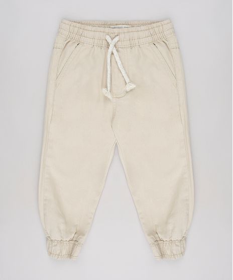 Calca-de-Sarja-Infantil-Jogger-com-Bolsos-Bege-9632470-Bege_1