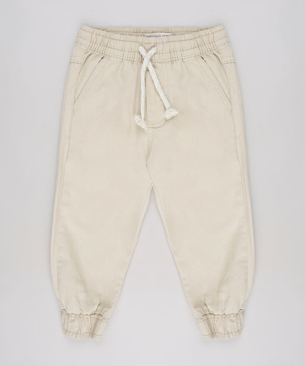 calça de sarja infantil bege