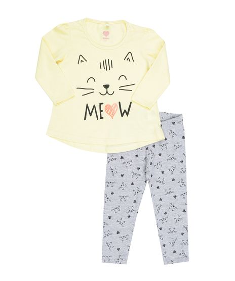 Conjunto-de-Blusa-Amarela---Calca-Legging-Estampada-Cinza-Mescla-8557021-Cinza_Mescla_1