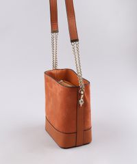 Bolsa-Feminina-Pequena-em-Suede-com-Correntes--Caramelo-9483378-Caramelo_3