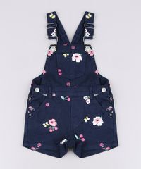 Jardineira-de-Sarja-Infantil-Estampada-Floral-com-Cereja-Azul-Marinho-9623058-Azul_Marinho_1