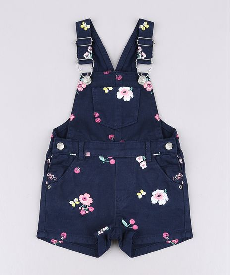 Jardineira-de-Sarja-Infantil-Estampada-Floral-com-Cereja-Azul-Marinho-9623058-Azul_Marinho_1