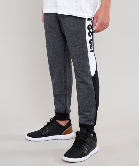Calca-Infantil-Jogger-em-Moletom-com-Faixa-Lateral--Cinza-Mescla-Escuro-9457019-Cinza_Mescla_Escuro_1