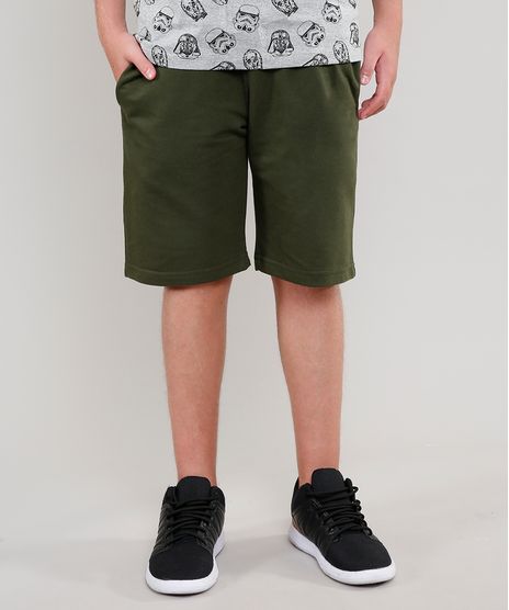 Bermuda-Infantil-Basica-em-Moletom-com-Bolsos-Verde-Militar-9552521-Verde_Militar_1