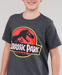 Camiseta-Infantil-Jurassic-Park-Manga-Curta-Gola-Careca--Cinza-Mescla-Escuro-8484879-Cinza_Mescla_Escuro_4