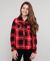 Camisa-Infantil-Estampada-Xadrez-com-Bolsos-Manga-Longa-Vermelha-9402504-Vermelho_1