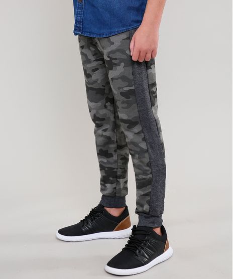 Calca-Infantil-Estampada-Camuflada-em-Moletom-com-Faixa-Lateral-Verde-Militar-9457980-Verde_Militar_1