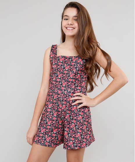 Macaquinho-Infantil-Estampado-Floral-Sem-Manga-Preto-9578547-Preto_1