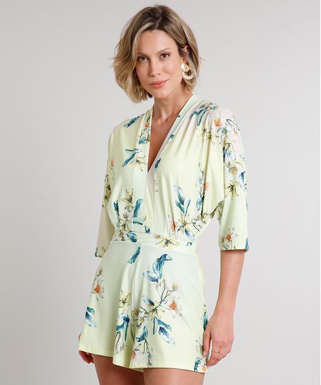 Macaquinho-Feminino-Estampado-Floral-Manga-3-4-Verde-Claro-9630824-Verde_Claro_1