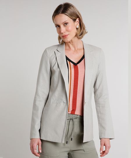 Blazer-Feminino-Longo-em-Linho-com-Bolsos-Kaki-9566425-Kaki_1