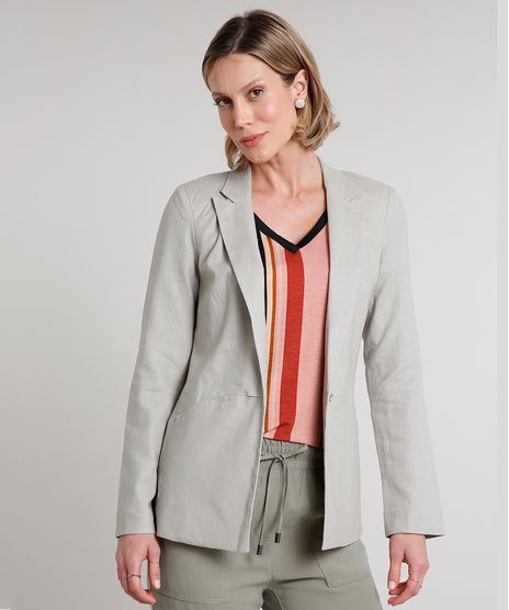 Blazer-Feminino-Longo-em-Linho-com-Bolsos-Kaki-9566425-Kaki_1