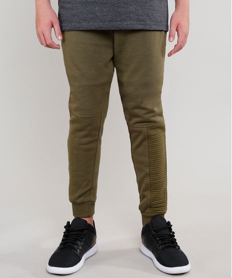 Calca-Infantil-Masculina-em-Moletom-com-Recortes-e-Bolsos-Verde-Militar-9382122-Verde_Militar_1