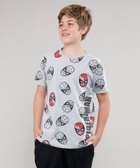 Camiseta-Infantil-Estampada-Homem-Aranha-Manga-Curta-Cinza-Mescla-9629768-Cinza_Mescla_1