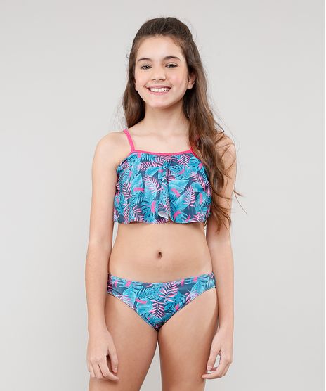 Biquini-Infantil-Estampada-Floral-com-Protecao-UV50---Azul-9629292-Azul_1