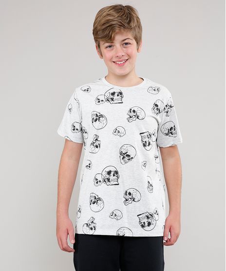 Camiseta-Infantil-Estampada-de-Caveira-Manga-Curta-Cinza-Mescla-Claro-9621729-Cinza_Mescla_Claro_1