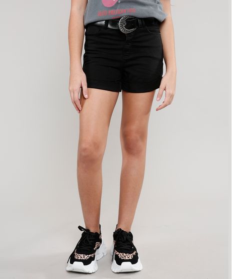 Short-de-Sarja-Infantil-com-Barra-Dobrada-e-Cinto-Preto-9554914-Preto_1