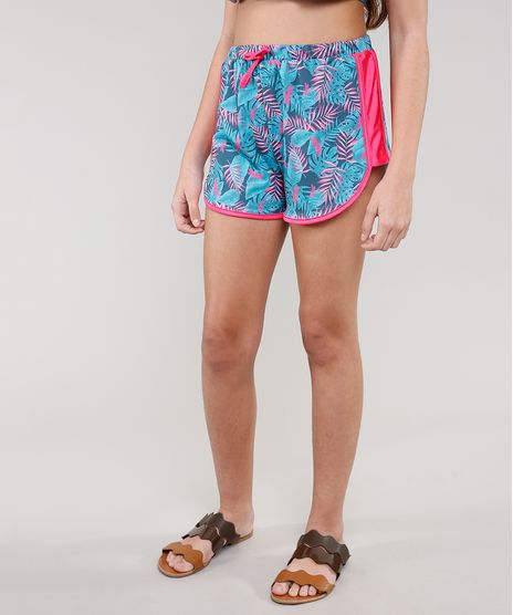 Short-de-Praia-Infantil-Estampado-de-Folhagem-Protecao-UV50--Verde-Escuro-9629293-Verde_Escuro_1