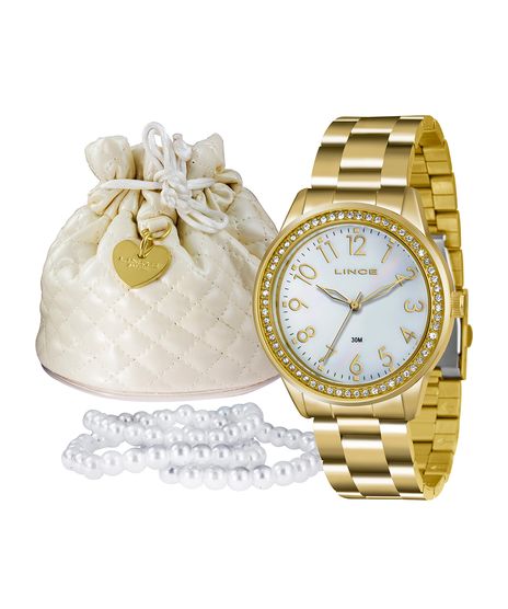 Kit-de-Relogio-Analogico-Lince-Feminino---Pulseiras---Bolsa---LRG4375L-K180B2KX-Dourado-9203153-Dourado_1
