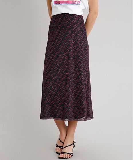 Saia-Feminina-Mindset-Midi-Estampada-Floral-em-Tule-Preta-9719508-Preto_1
