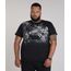 Camiseta-Masculina-Plus-Size-com-Estampa-de-Folhagem-Manga-Curta-Gola-Careca-Preta-9699529-Preto_1
