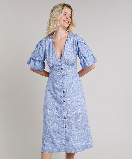 Vestido-Feminino-Mindset-Midi-Estampado-Floral-com-Botoes-Manga-Curta-Lilas-9752542-Lilas_1