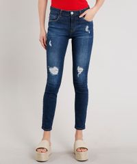 Calca-Jeans-Feminina-Skinny-com-Rasgos-Azul-Escuro-9570305-Azul_Escuro_1