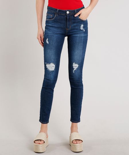 Calca-Jeans-Feminina-Skinny-com-Rasgos-Azul-Escuro-9570305-Azul_Escuro_1