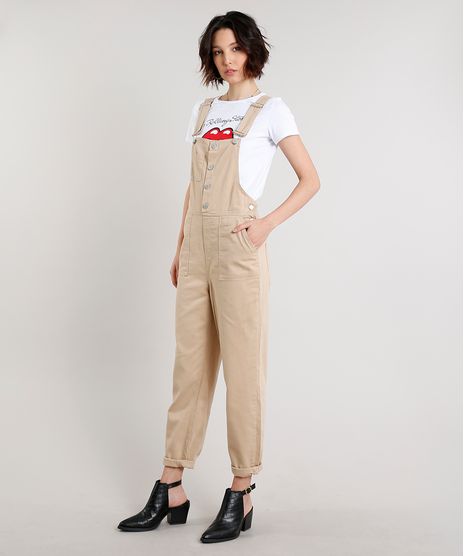 Macacao-de-Sarja-Feminino-com-Bolsos-e-Botoes-Kaki-9654581-Kaki_1