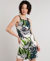 Vestido-Feminino-Curto-Estampado-de-Folhagem-com-Vazado-Alcas-Finas-Bege-Claro-9645235-Bege_Claro_1