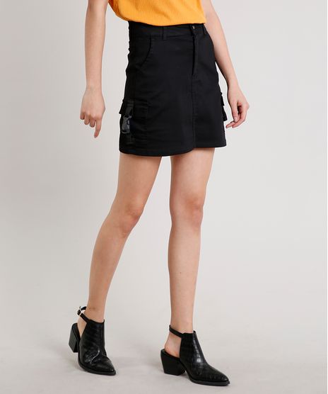 Saia-Feminina-Curta-Cargo-com-Fivela-Preta-9669585-Preto_1
