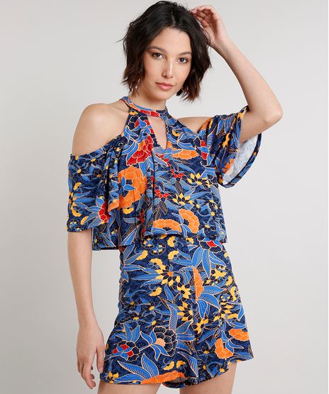 Macaquinho-Feminino-Choker-Open-Shoulder-Estampado-de-Folhagem-Manga-Curta-Azul-Marinho-9644546-Azul_Marinho_1