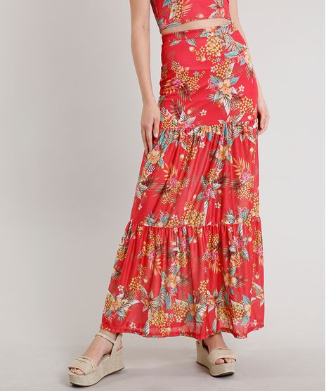 Saia-Feminina-Longa-Estampada-Floral-com-Recorte-Vermelha-9609118-Vermelho_1