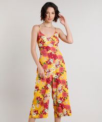 Macacao-Feminino-Pantacourt-Estampado-Floral-com-Vazado-Alca-Fina-Amarelo-9600424-Amarelo_1