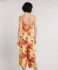 Macacao-Feminino-Pantacourt-Estampado-Floral-com-Vazado-Alca-Fina-Amarelo-9600424-Amarelo_2