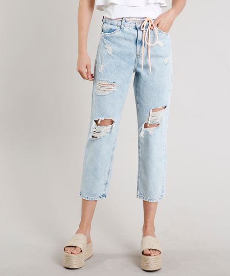 Calca-Jeans-Feminina-Mom-Cropped-Destroyed-com-Cadarco-Neon-Azul-Claro-9662952-Azul_Claro_1