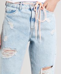 Calca-Jeans-Feminina-Mom-Cropped-Destroyed-com-Cadarco-Neon-Azul-Claro-9662952-Azul_Claro_4