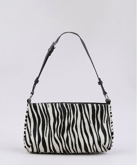 Bolsa-Feminina-Mindset-Baguete-Media-Estampada-Animal-Print-com-Pelo-em-Couro-Off-White-9725333-Off_White_1