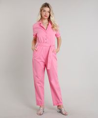 Macacao-de-Sarja-Feminino-com-Bolsos-e-Faixa-para-Amarrar-Manga-Curta-Rosa-9719511-Rosa_1