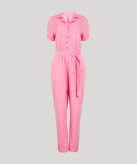 Macacao-de-Sarja-Feminino-com-Bolsos-e-Faixa-para-Amarrar-Manga-Curta-Rosa-9719511-Rosa_5
