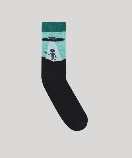 Meia-Masculina-Cano-Alto-Divertida-Disco-Voador-com-ET-Preta-9636341-Preto_1