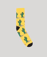 Meia-Masculina-Cano-Alto-Divertida-Estampada-de-Cactos-Mostarda-9636652-Mostarda_1