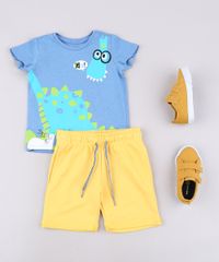 Bermuda-Infantil-em-Moletom-com-Bolso-Barra-Dobrada--Amarela-9548922-Amarelo_3