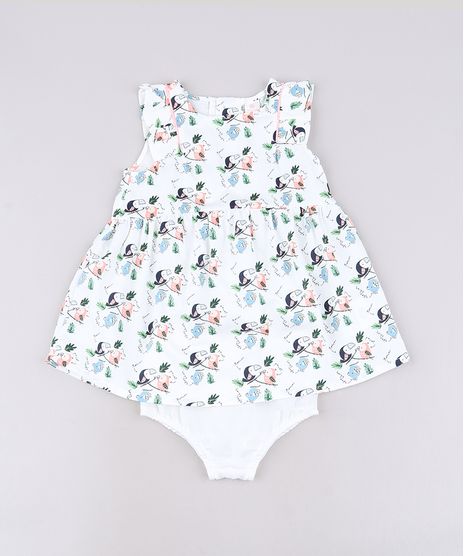 Vestido-Infantil-Estampado-de-Passaros-com-Babados-Sem-Manga---Calcinha-Off-White-9566015-Off_White_1