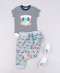 Calca-Infantil-em-Moletom-Estampada-de-Jacare-com-Bolsos-Cinza-Mescla-9672635-Cinza_Mescla_3