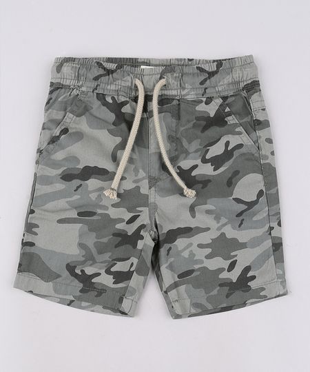 Bermuda-de-Sarja-Infantil-Estampada-Camuflada-com-Cordao-e-Bolsos--Verde-Militar-9642421-Verde_Militar_1