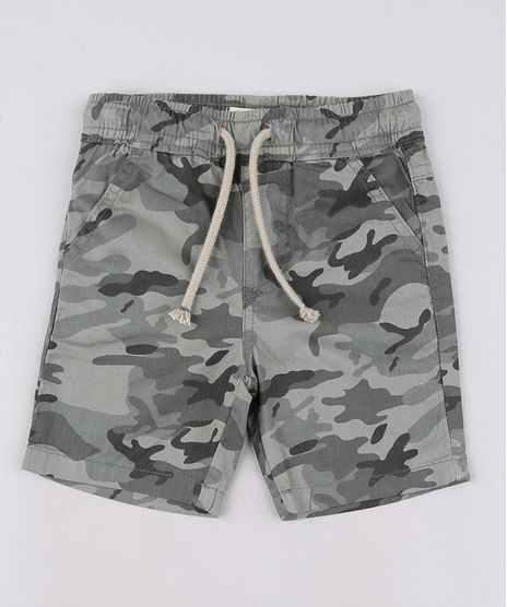 Bermuda-de-Sarja-Infantil-Estampada-Camuflada-com-Cordao-e-Bolsos--Verde-Militar-9642421-Verde_Militar_1