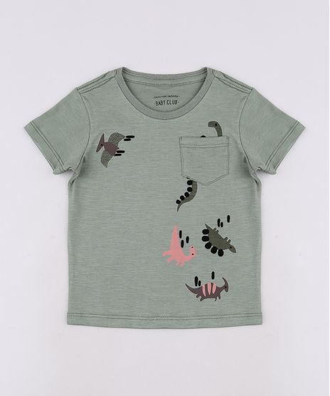 Camiseta-Infantil-Dinossauros-com-Bolso-Manga-Curta-Verde-Militar-9660202-Verde_Militar_1