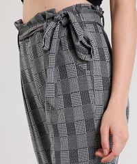 Calca-Feminina-Clochard-Estampada-Xadrez-com-Faixa-de-Amarrar-Cinza-Mescla-9426000-Cinza_Mescla_4