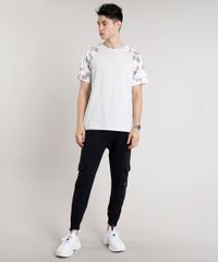 Camiseta-Masculina-Raglan-com-Estampa-Floral-Manga-Curta-Gola-Careca-Cinza-Mescla-Claro-9636469-Cinza_Mescla_Claro_3